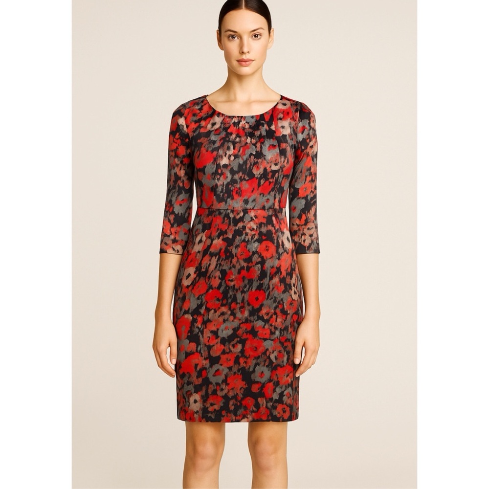 Antonio Melani Sheath Dress Sz 2 Abstract Floral Dopamine Maximalist Art Nouveau